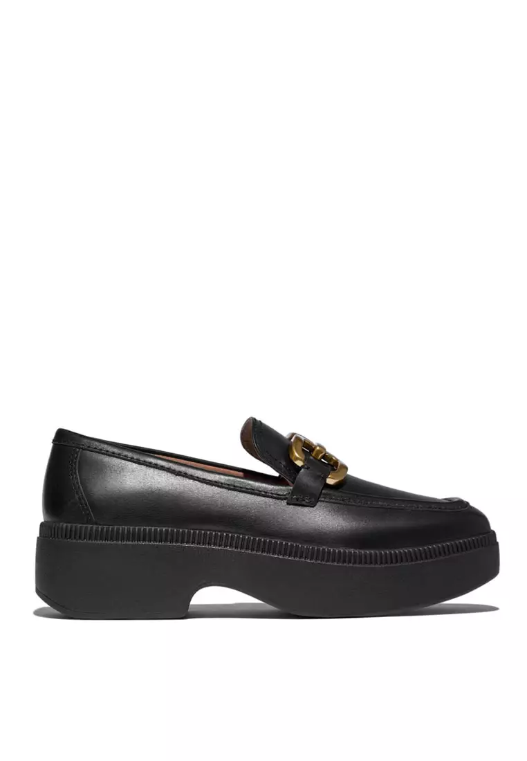 Buy FitFlop F-LUMA Women's Square-Chain Leather Demi-Wedge Loafers