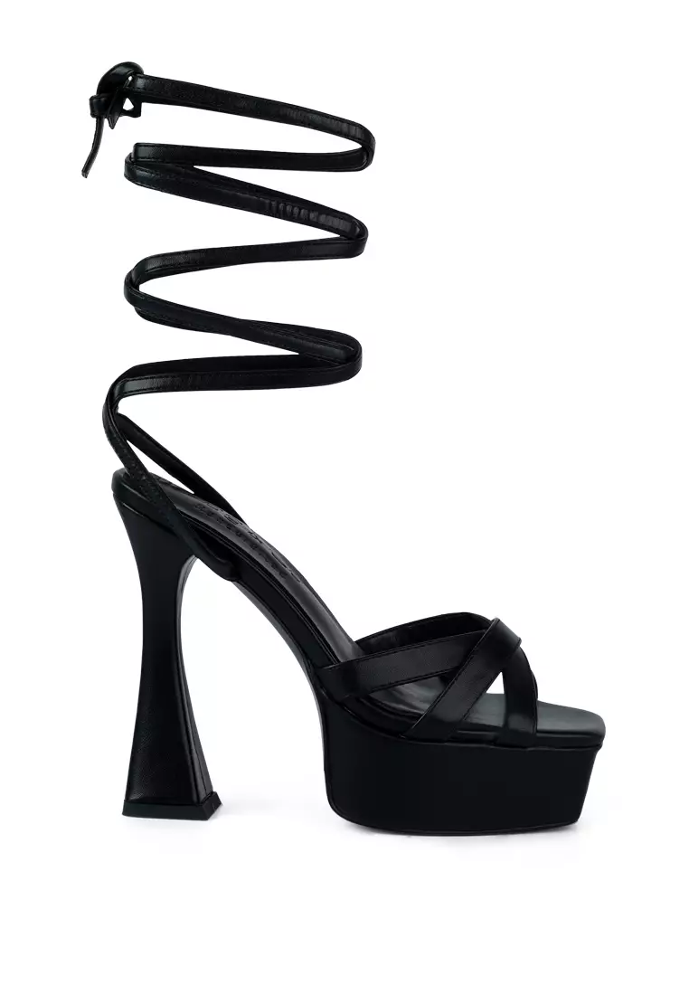 Discount on Rag & Co.  shoes - SKU: Black Lace Up High Block Sandal