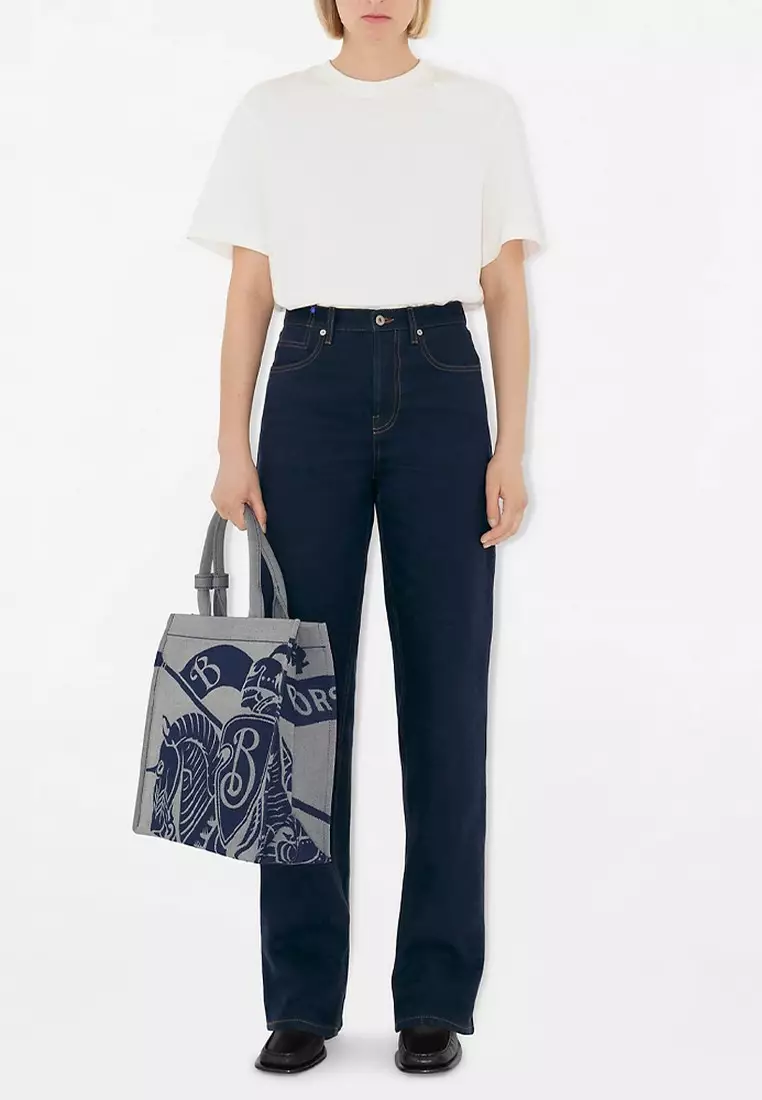 Buy BURBERRY Small Horse Rider Tote Bag in Knight Blue 2026 Online