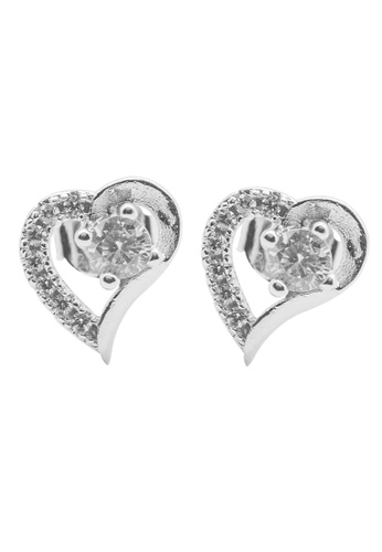 Elfi silver Elfi 925 Sterling Silver Diamond Heart Stud Earrings SE64 EL186AC0SZEZMY_1