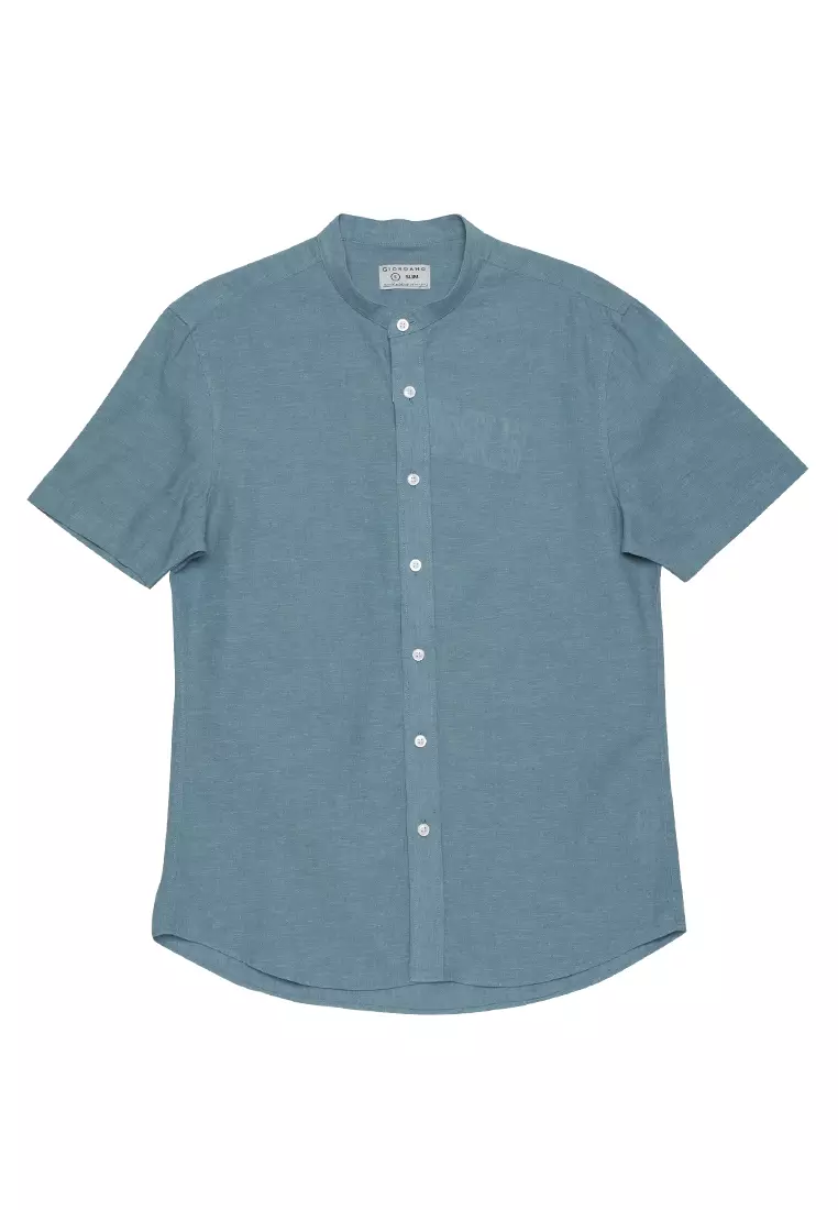 Buy Giordano Men's Cotton Linen Chinese Collar Shirt 2024 Online ...