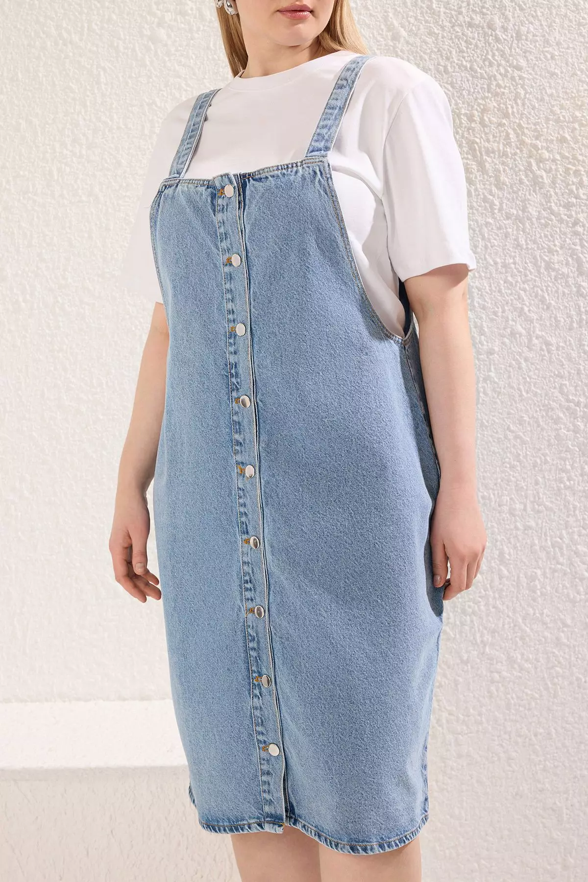 Plus Size Cotton Denim Midi Dress