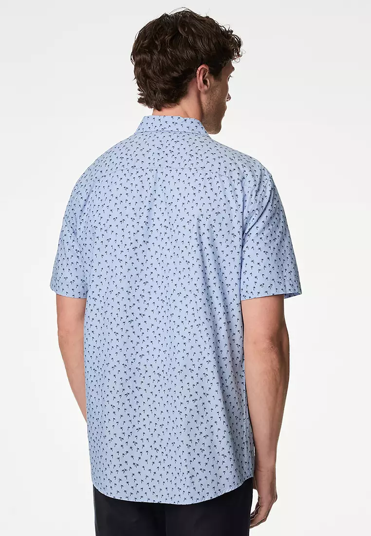 Easy Iron Pure Cotton Geometric Print Shirt