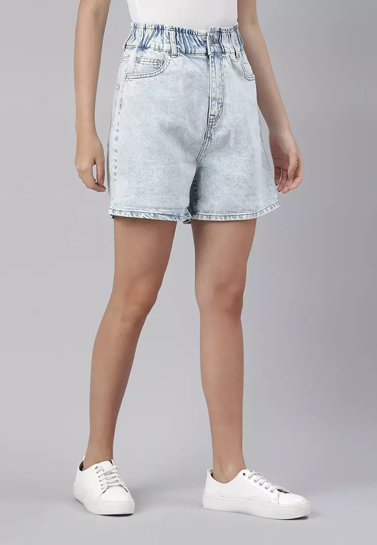 White and blue deals denim shorts