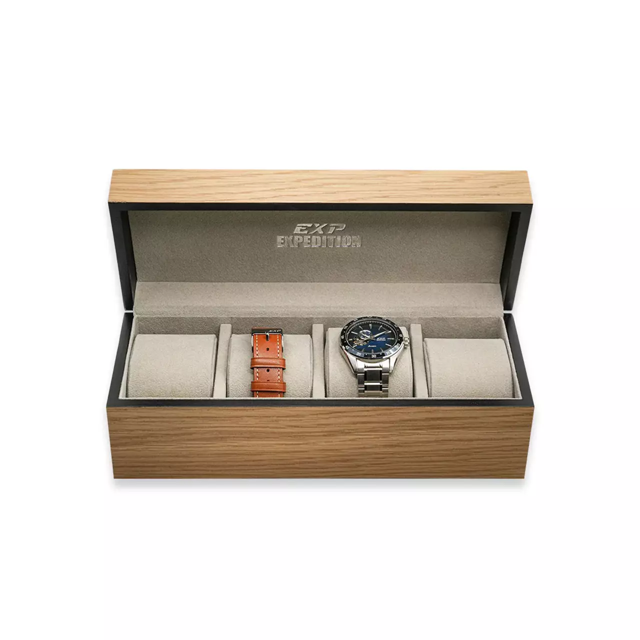 Expedition Jam Tangan Pria - Silver Black Light Red - Stainless Steel - 6858 MABTERE