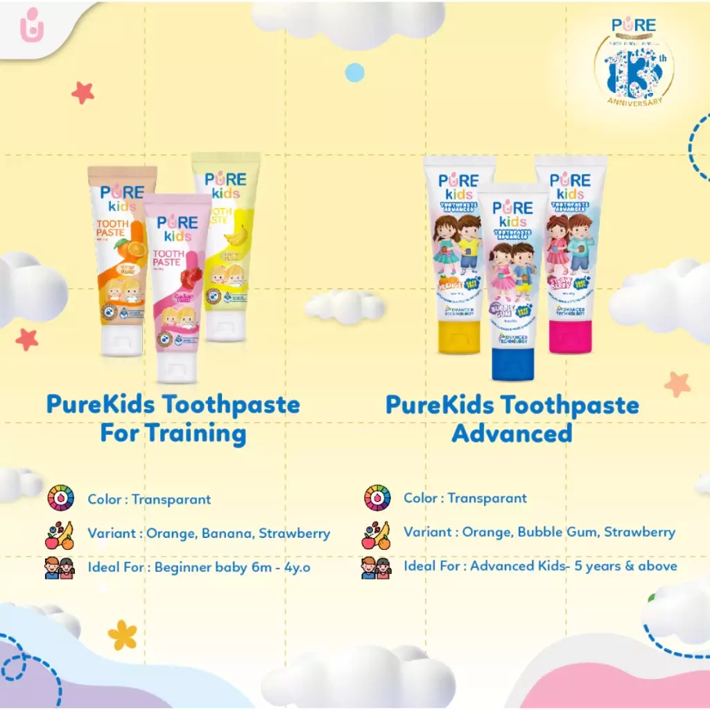 PURE Kids ToothPaste Strawberry 50 gr / Pasta Gigi Anak / Tooth Paste Odol Pure BB PureBaby