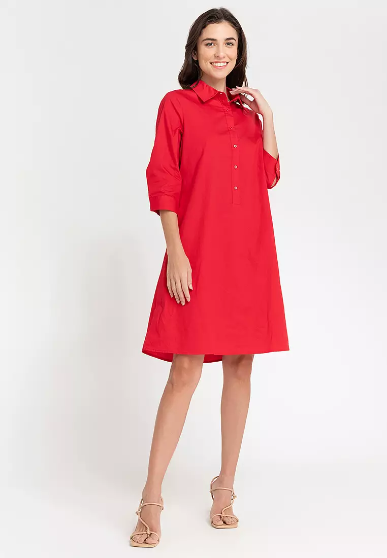 Cleta Sleeve Collared Shirt Dress