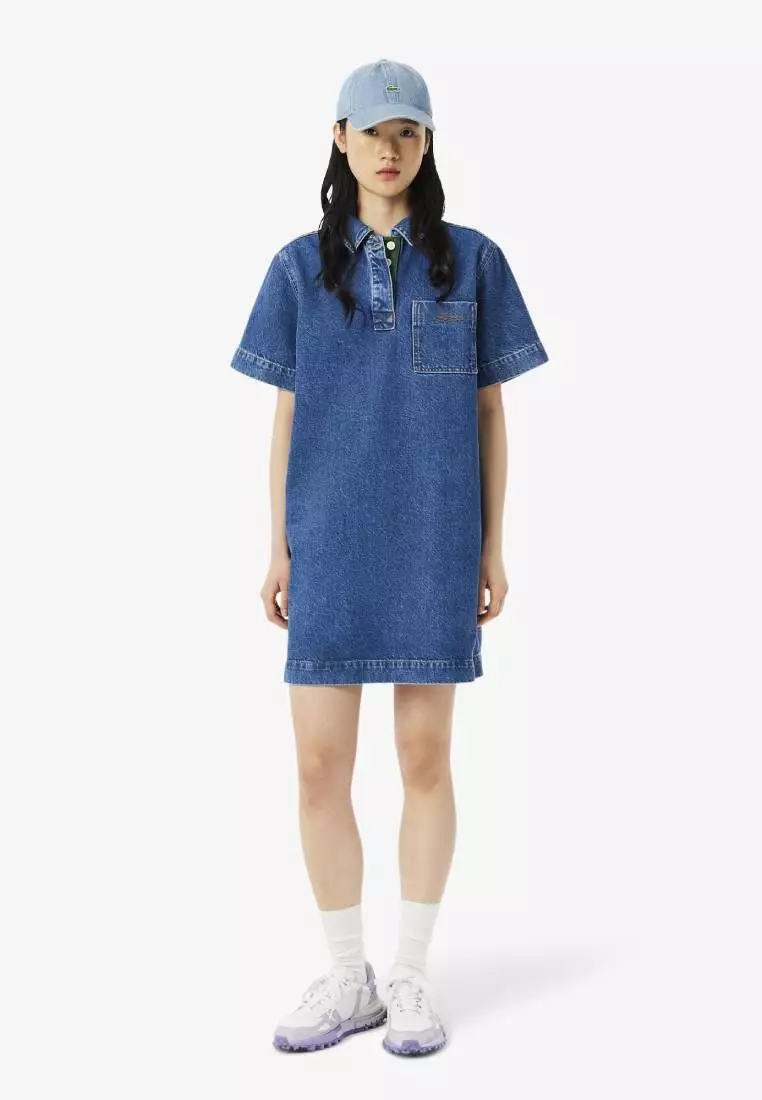 Buy Lacoste Oversized Cotton Denim Dress 2026 Online | ZALORA