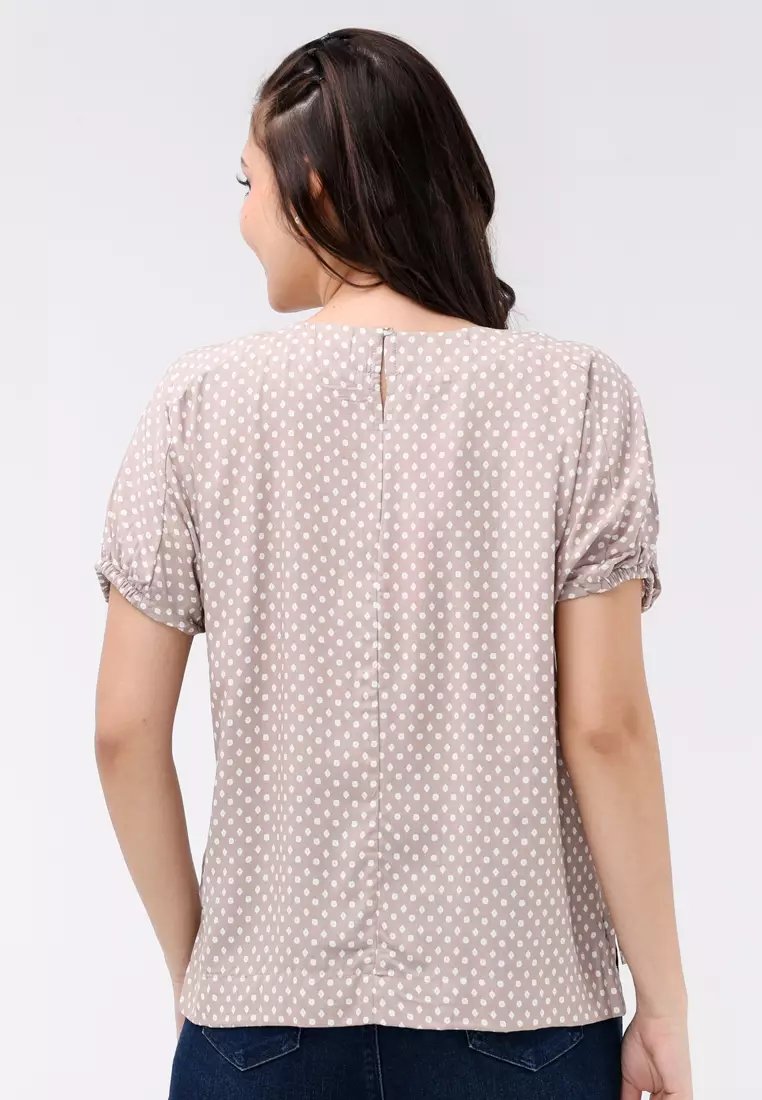 Woven Printed Rayon Short Sleeves Blouse