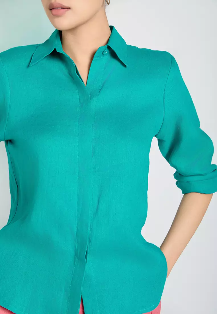 Basic Long-Sleeve Linen Shirt