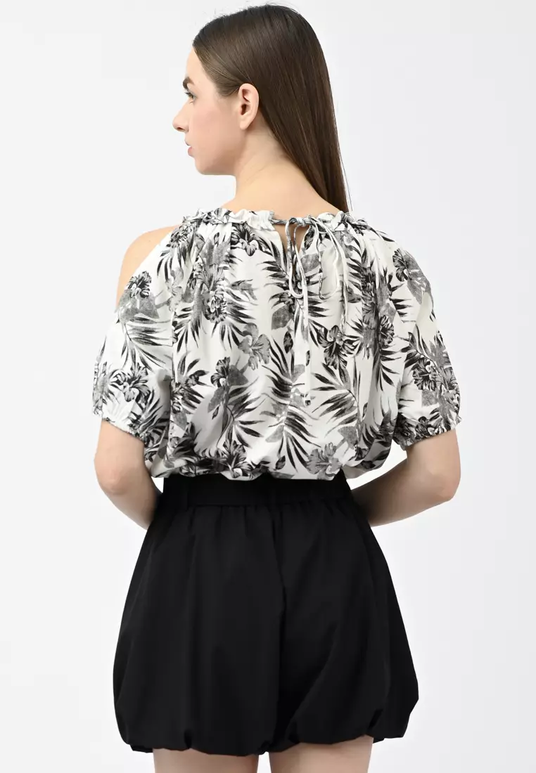 Cold Shoulder Floral Shirt