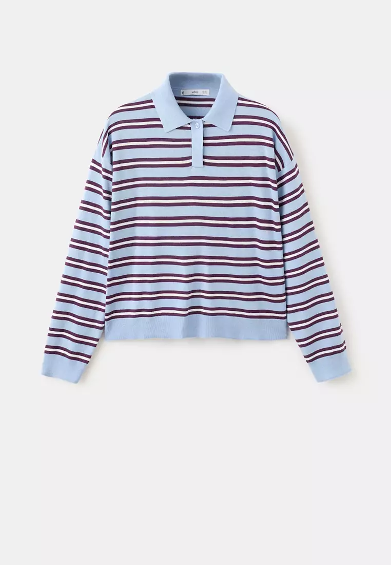 Striped Polo-Neck Sweater
