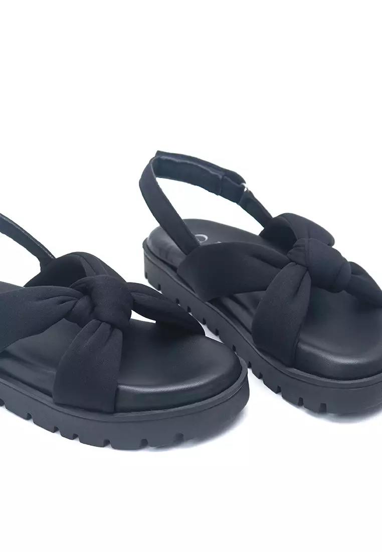 Karin Flat Sandal with Slingback in Black