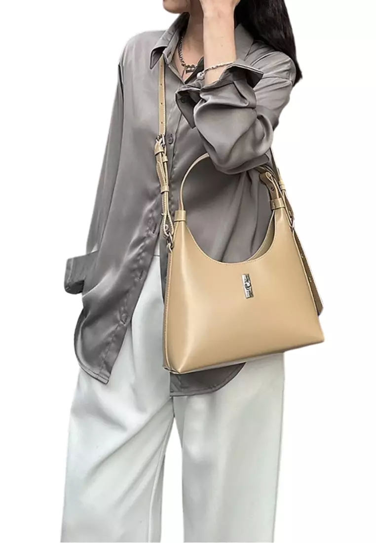 Women's Classic Cowhide Leather 2-Ways Crossbody Bags Axillary Bags