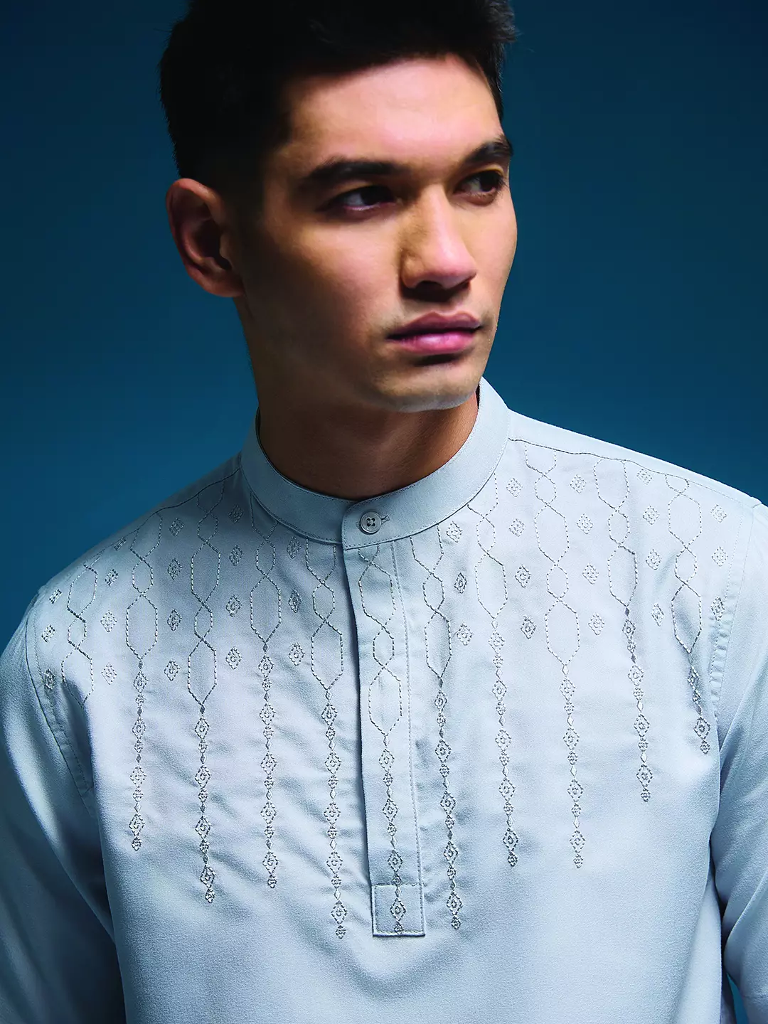 OXCON Kemeja koko Tangan Pendek Bordir Baiq Light Grey