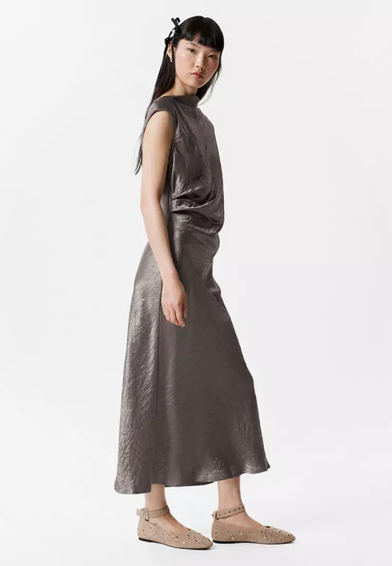 Bias-Cut Satin Midi Dress