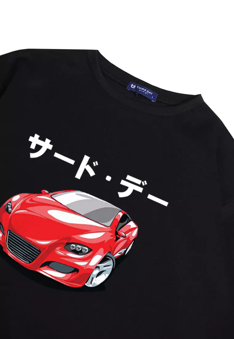 MTQ25 kaos oversize aesthetic mobil distro pria bahan tebal scuba red viper katakana hitam
