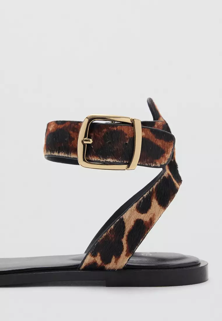 Animal-Print Leather Sandals
