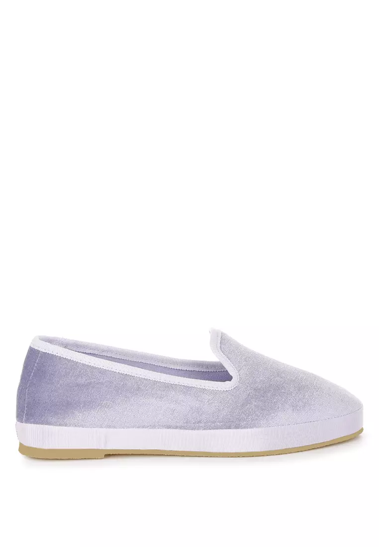 Discount on London Rag  shoes - SKU: Velvet Round Toe Slip-On Sneakers in Lilac