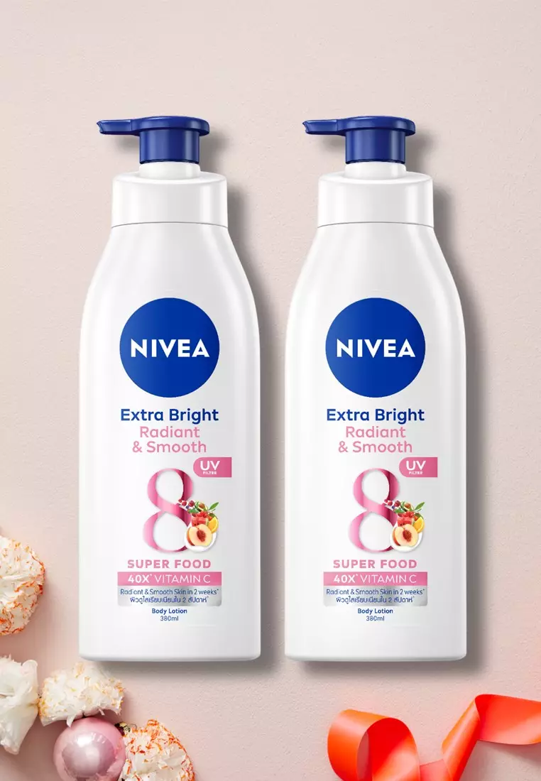 PACK OF 2 Body Extra Bright Radiant and Smooth Lotion Moisturizer, 380ml