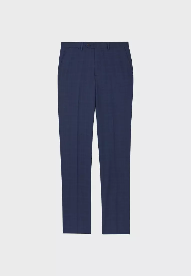 Midnight Blue Check Slim Trousers