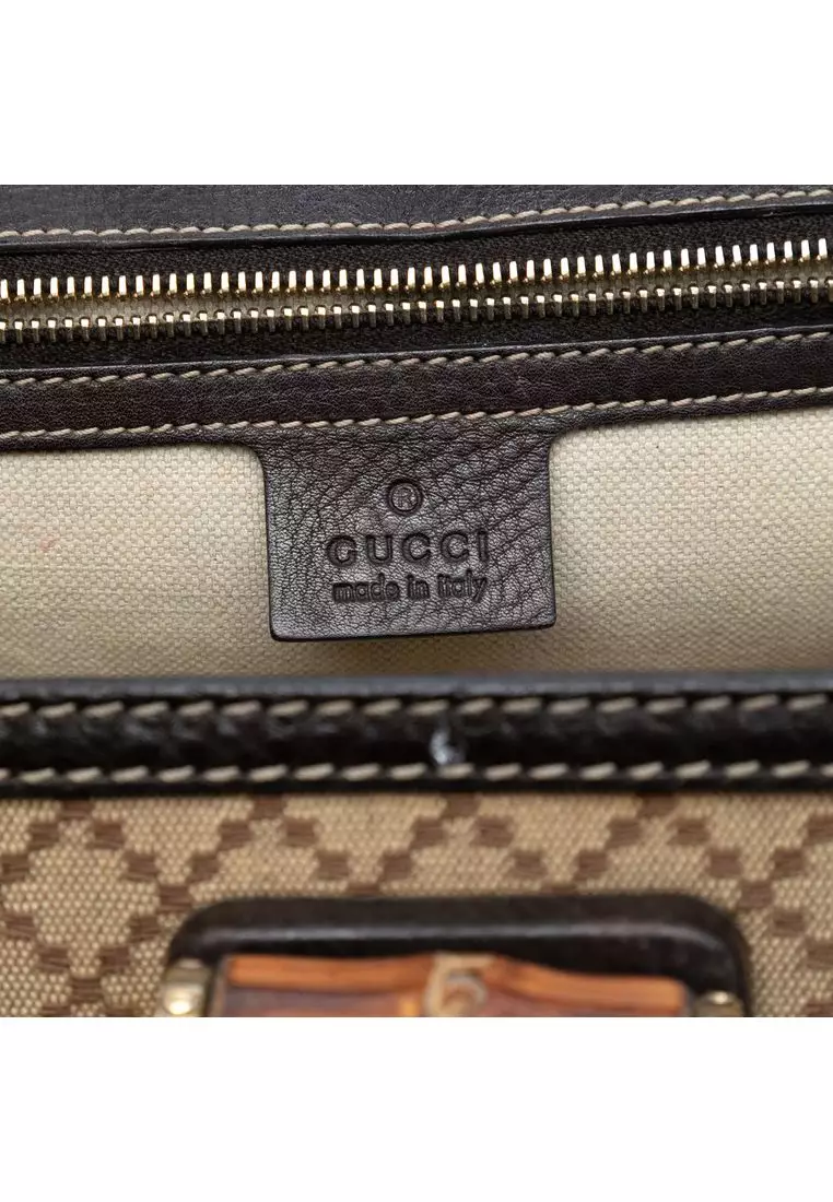 Pre-Loved Gucci Medium Diamante Canvas New Bamboo Satchel