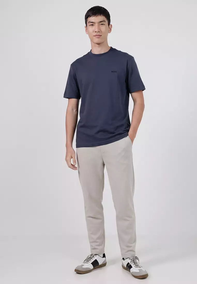 Embroidered Logo Interlock Cotton T-Shirt - BOSS Orange