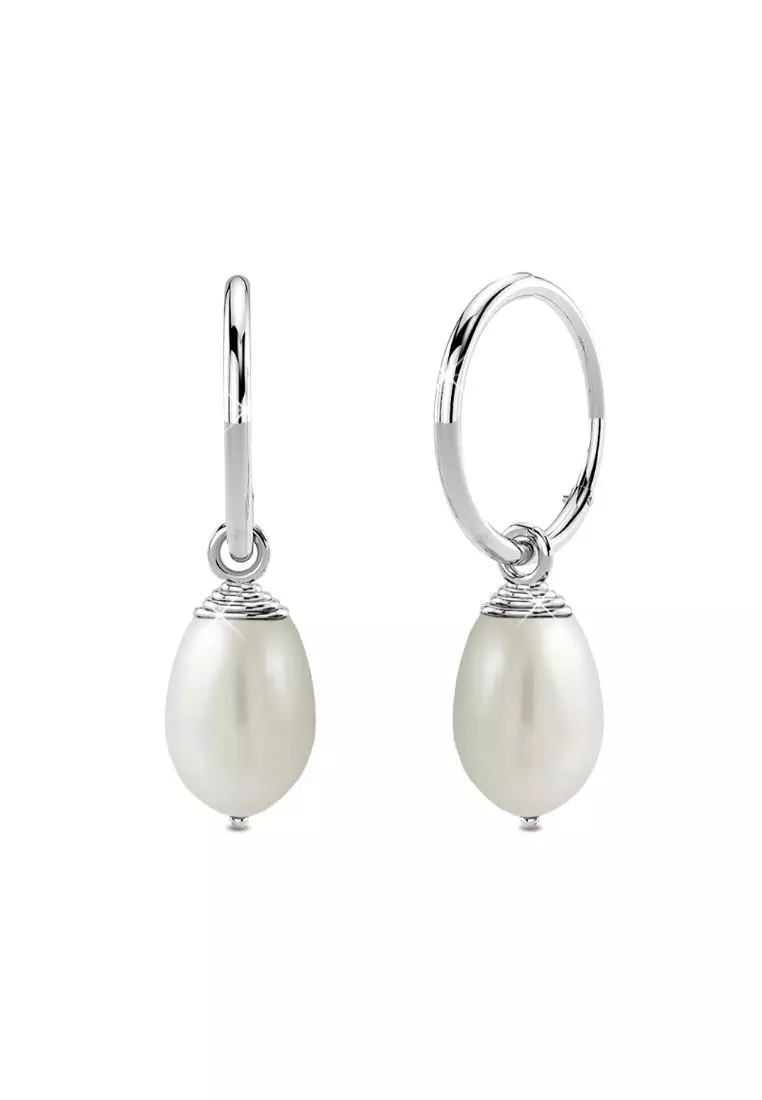 Real pearl hoop earrings shop