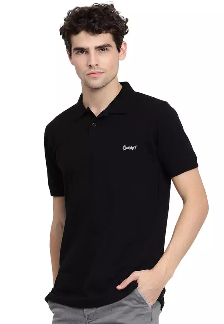 Black polo t shirt online on sale