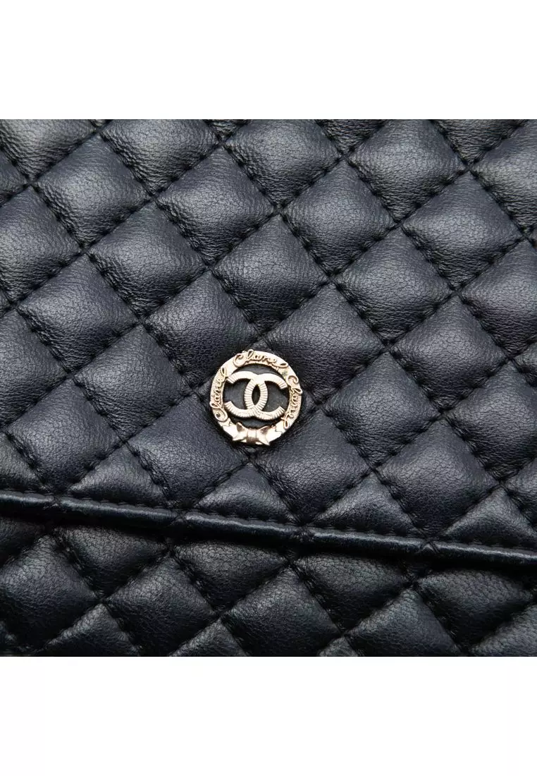 Pre-Loved Chanel Cc Microquilted Lambskin Wallet On Chain