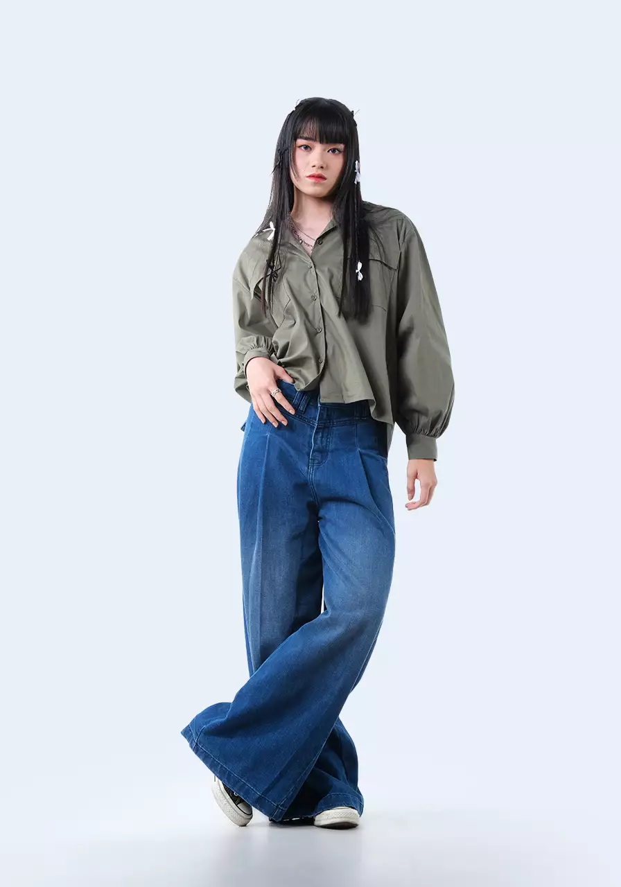 Celana Jeans Baggy Wanita Momo Medium Blue
