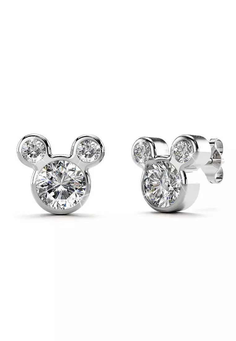 White gold store mickey mouse earrings