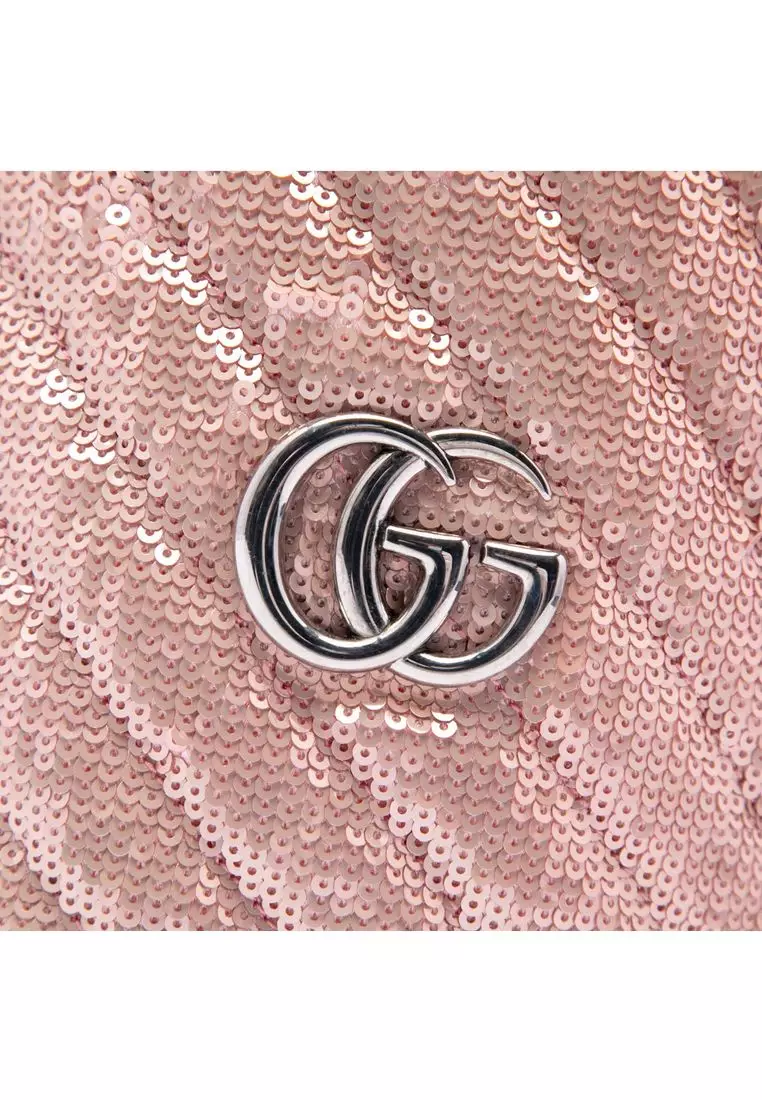 Pre-Loved Gucci Small Gg Marmont Sequined Diagonal Matelasse Calfskin Bucket Bag