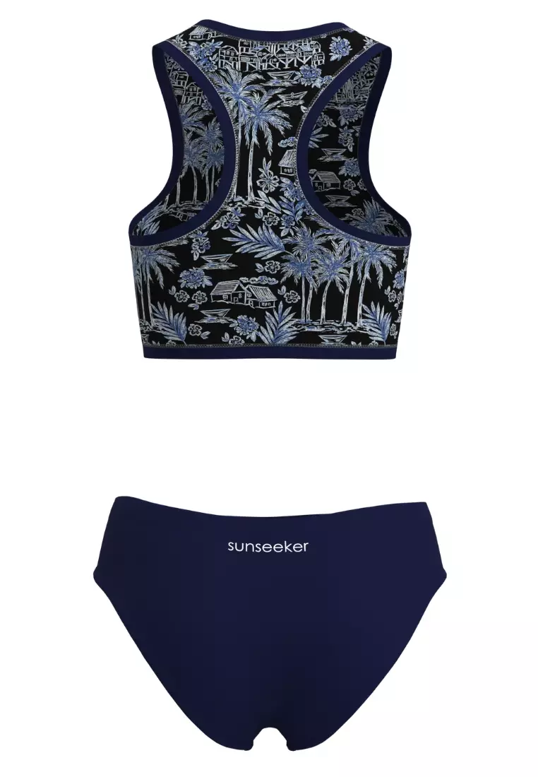 Tropadelic Island Blue Zip Front Bikini Set