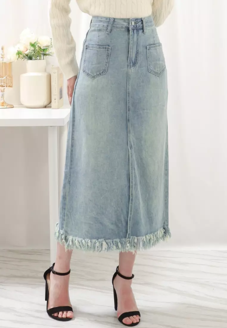 Xana Midi Skirt in Aqua
