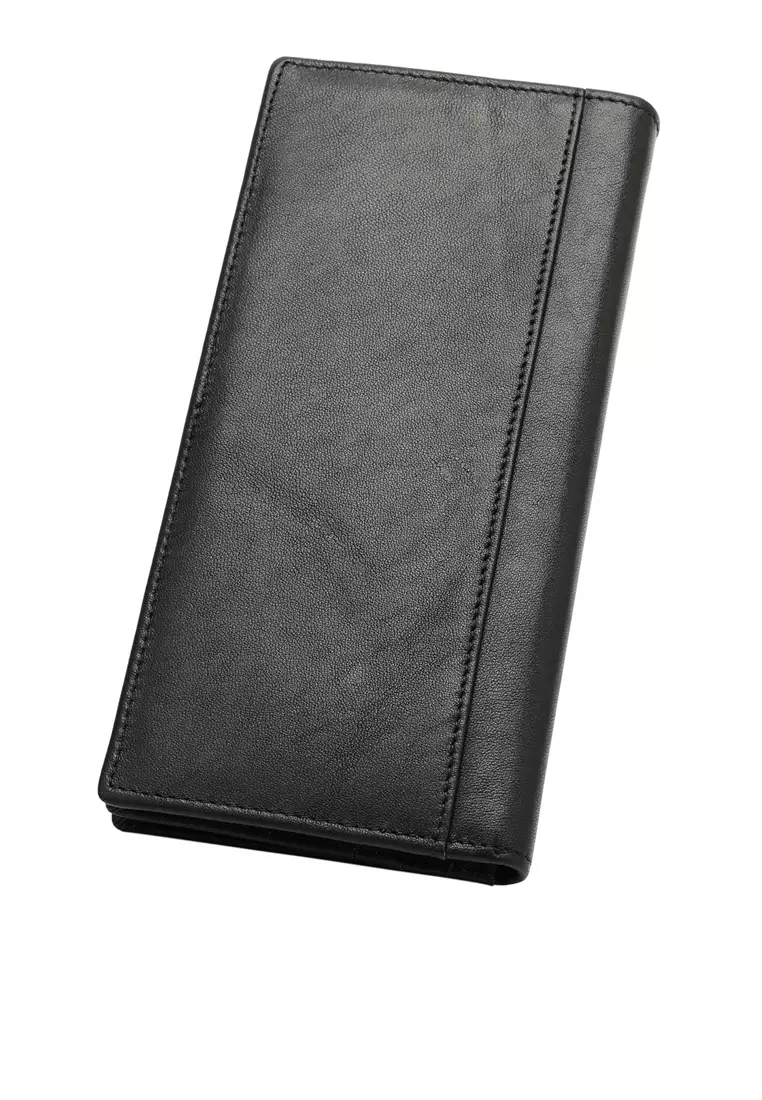 Men's RFID Blocking Bi Fold Long Wallet - Black