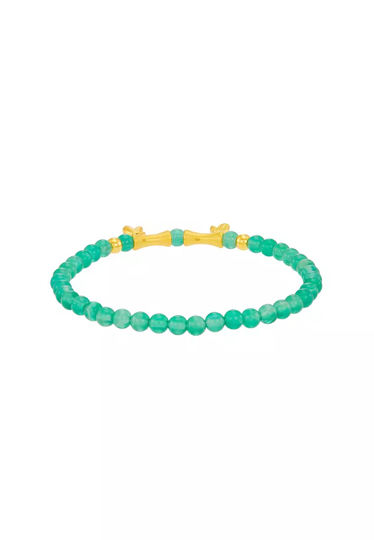 HABIB 999/24K Gold with Green Agate Bracelet 9GW00461225