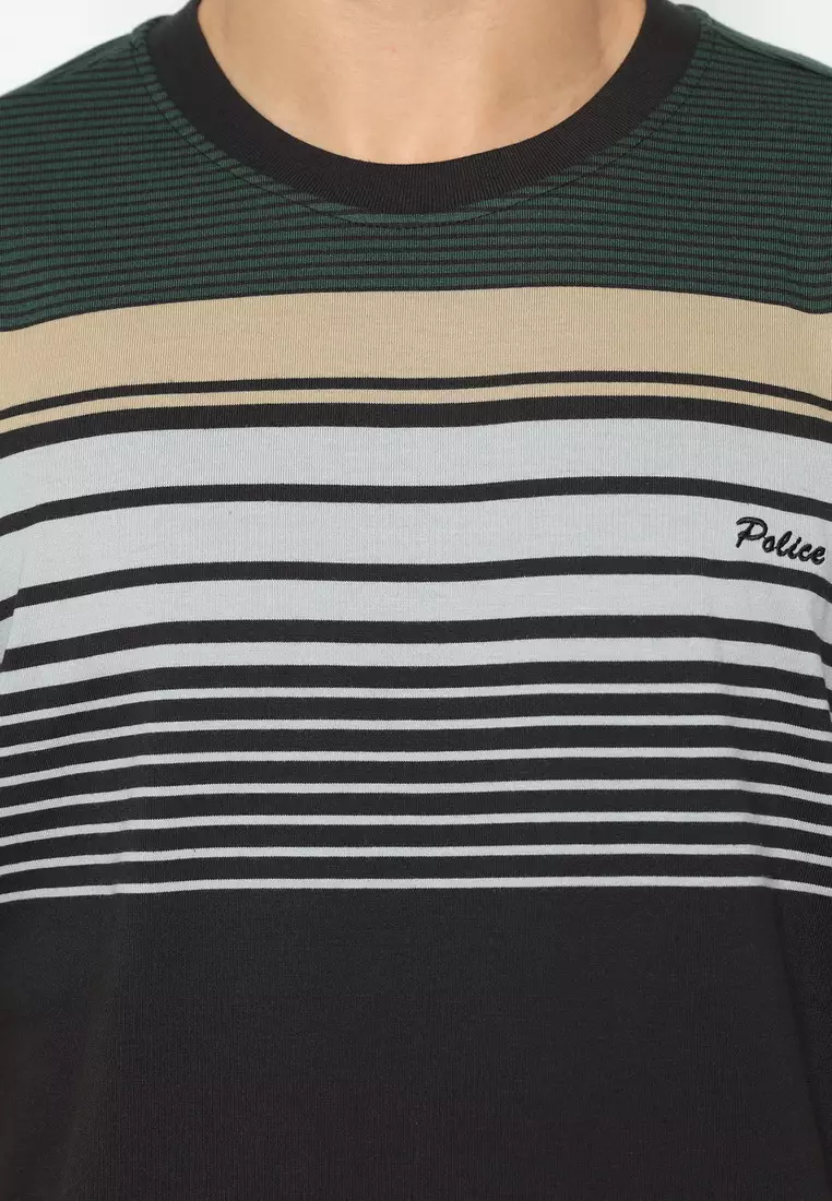 POLICE T-Shirt Cotton Sablon Bordir Premium Tebal Pria 43009