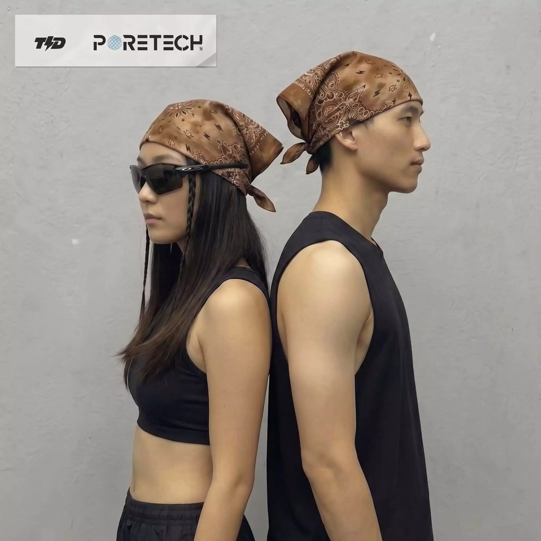 TDACTIVE Bandana Kalcer Lari Coklat Tie Dye Poretech 52cm x 52cm ABA42