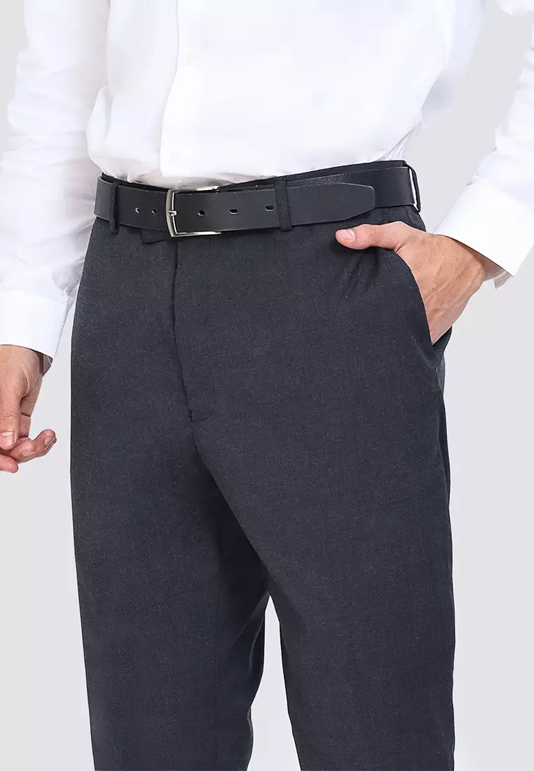 Solid Slim Fit Stretch Trousers