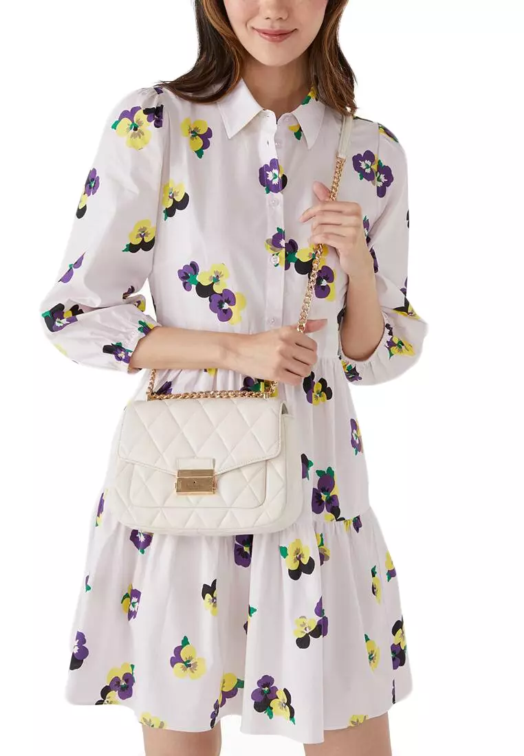 Carey Small Flap Shoulder Bag - White