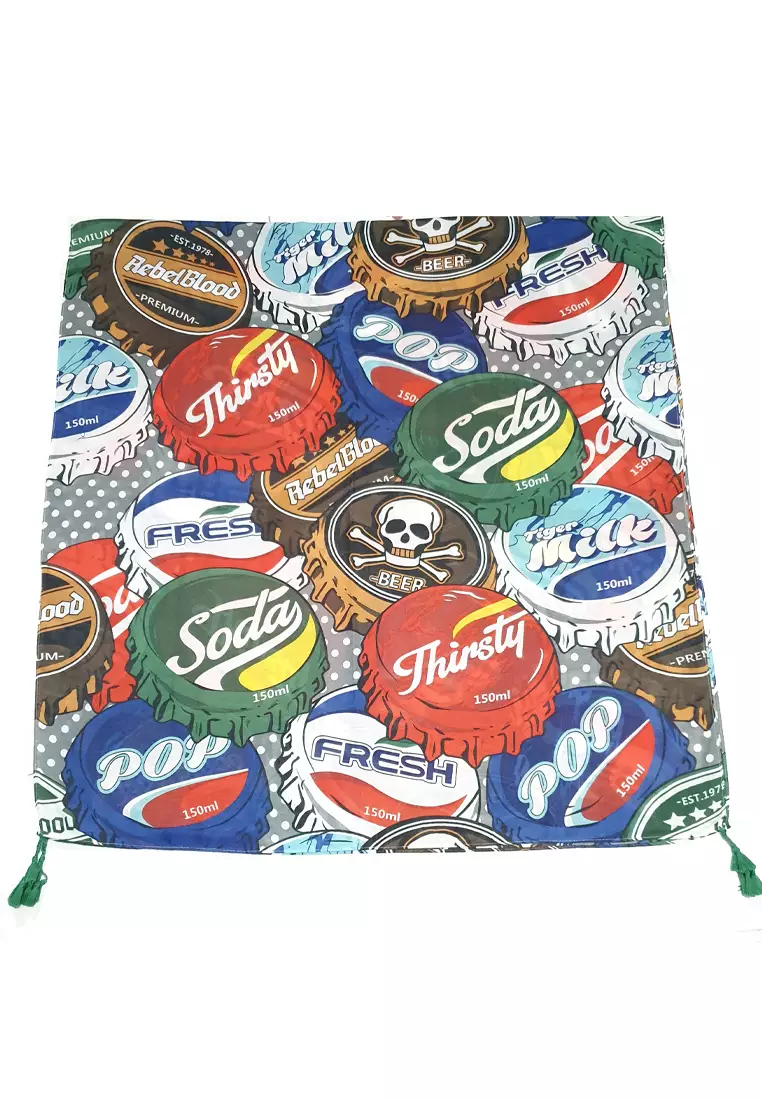 Printed Scarf Tassel Soda Pop