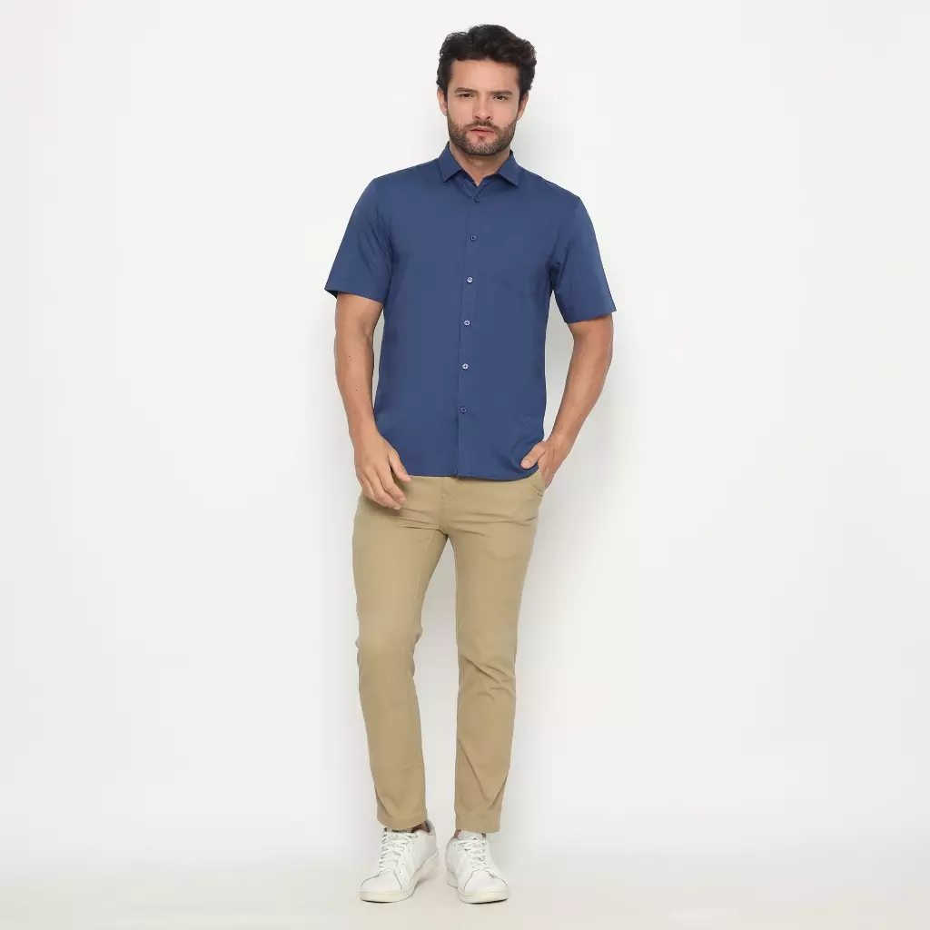 AMK Kemeja Pria Lengan Pendek SHS AIDEN S/S Blue