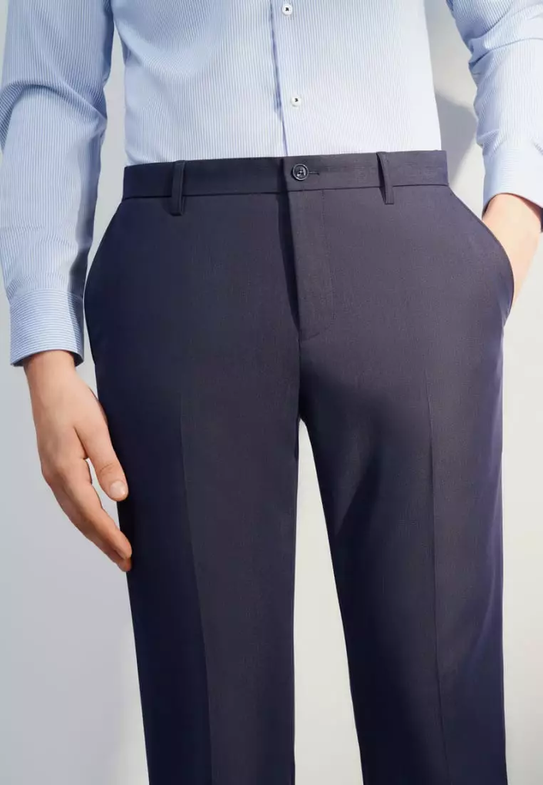 Anti-Bacterial Slim Fit Textured Suit Pants