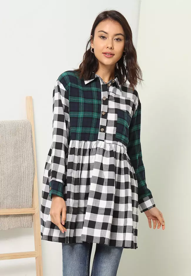 Topshop petite spot clearance pleated shirt dress