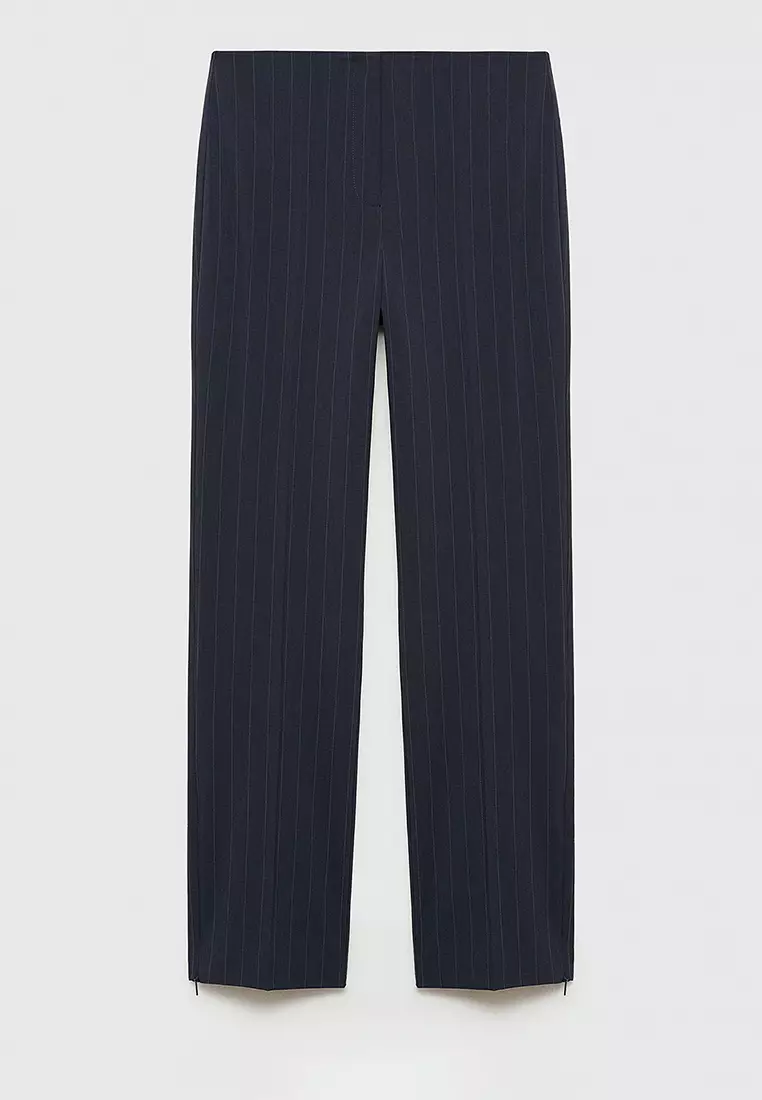 Chalk-Stripe Straight Trousers