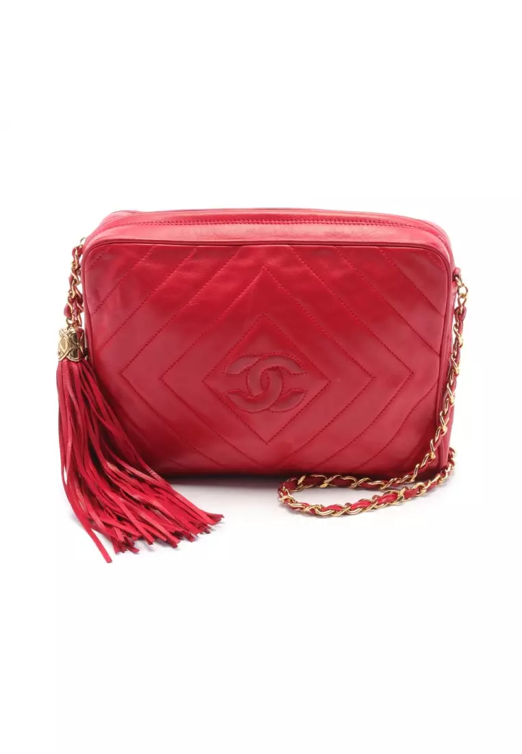 Buy Chanel Pre-loved CHANEL diamond stitch chain shoulder bag lambskin Red  gold hardware 2023 Online