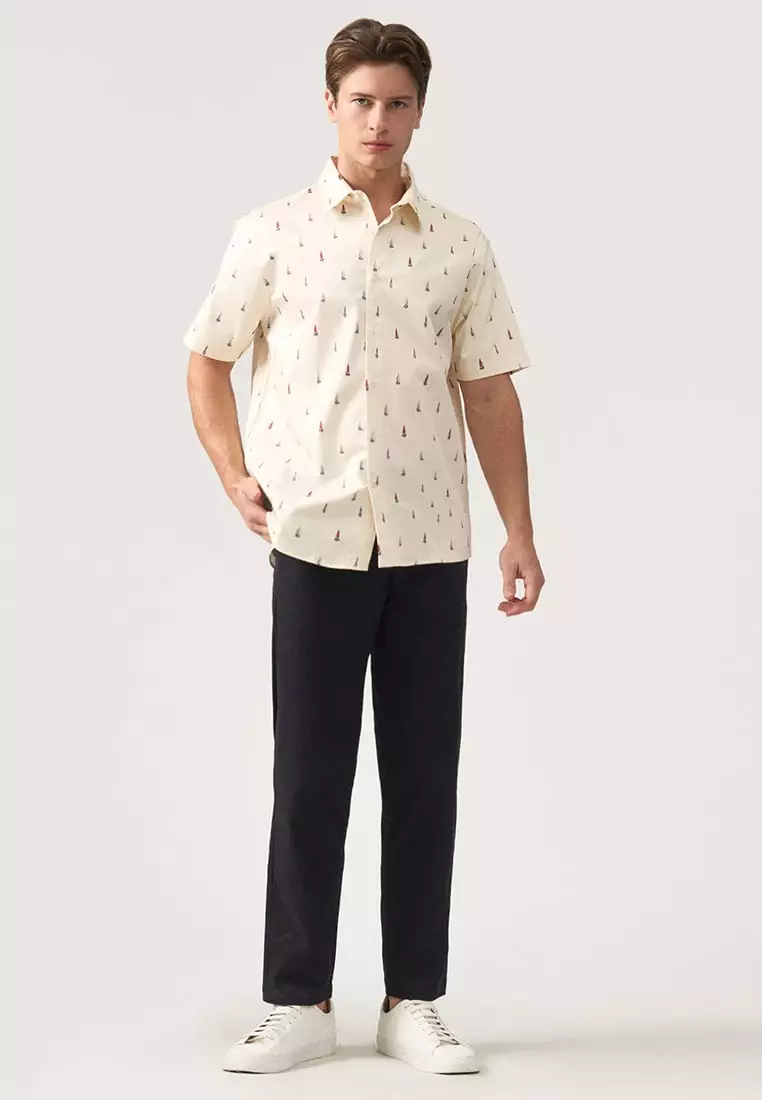 Regular Fit Button Down Printed Shirt