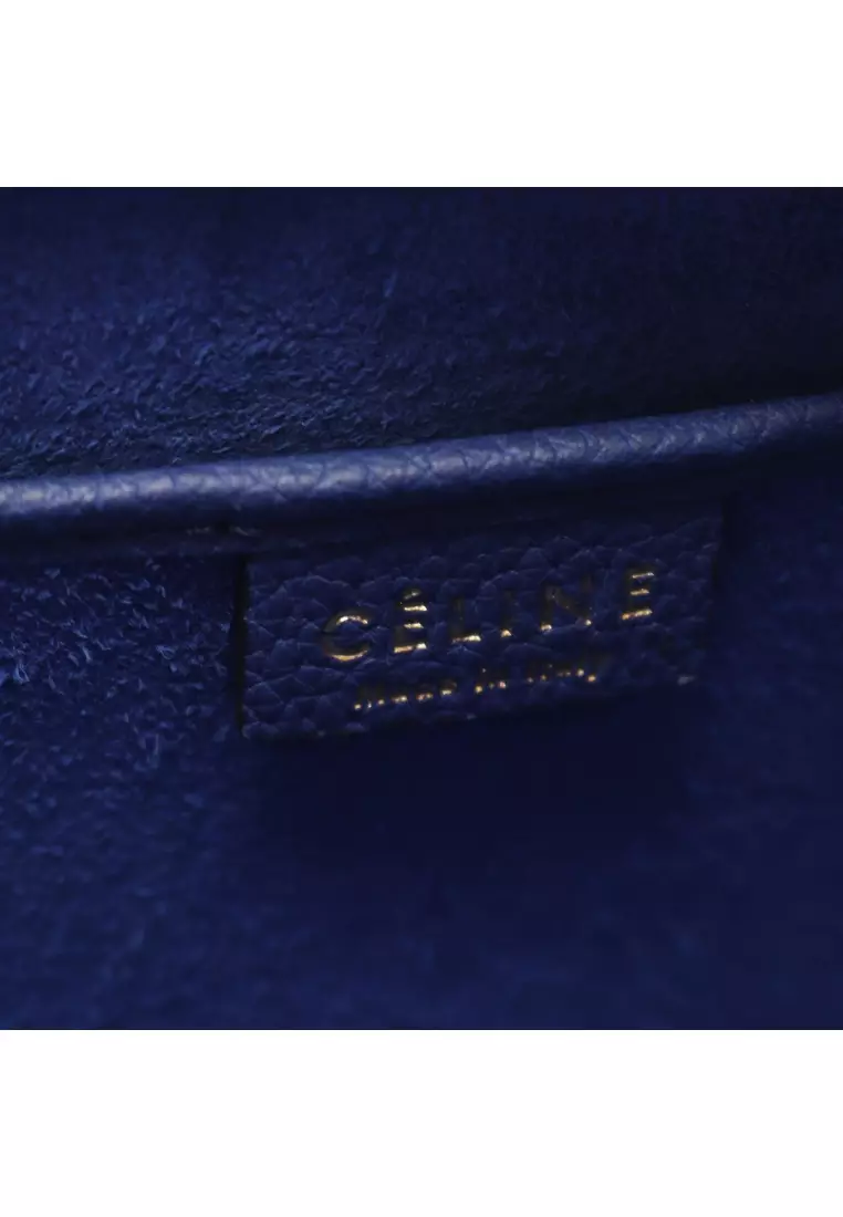 Pre-Loved Celine luggage nano shopper Handbag leather blue 2WAY