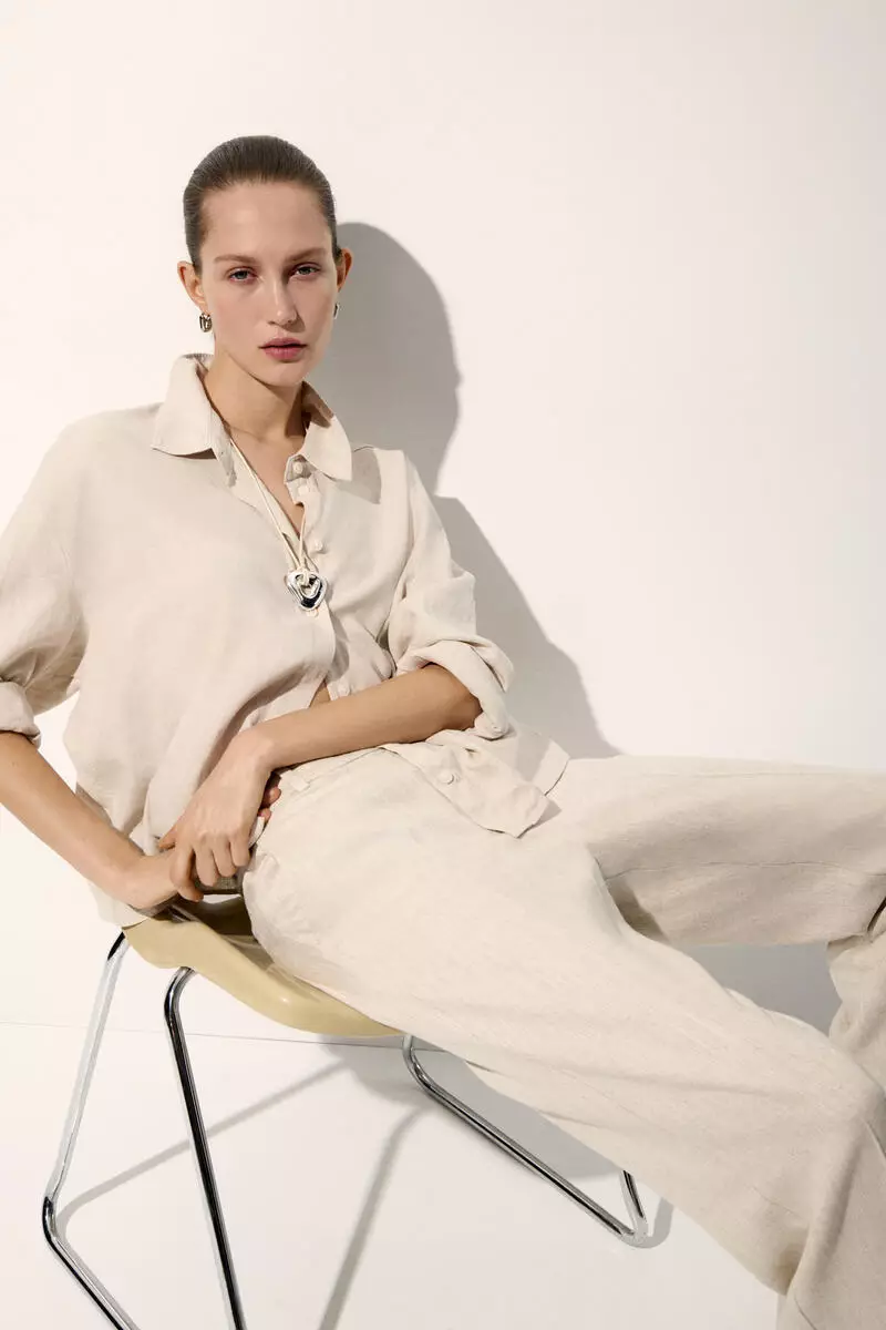 Linen-blend tailored trousers